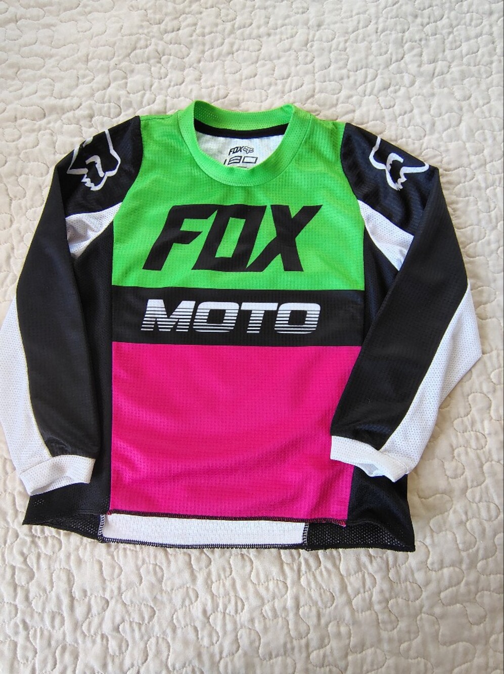 FOX Kids Long Sleeve Jersey - Pink & Green Size KM